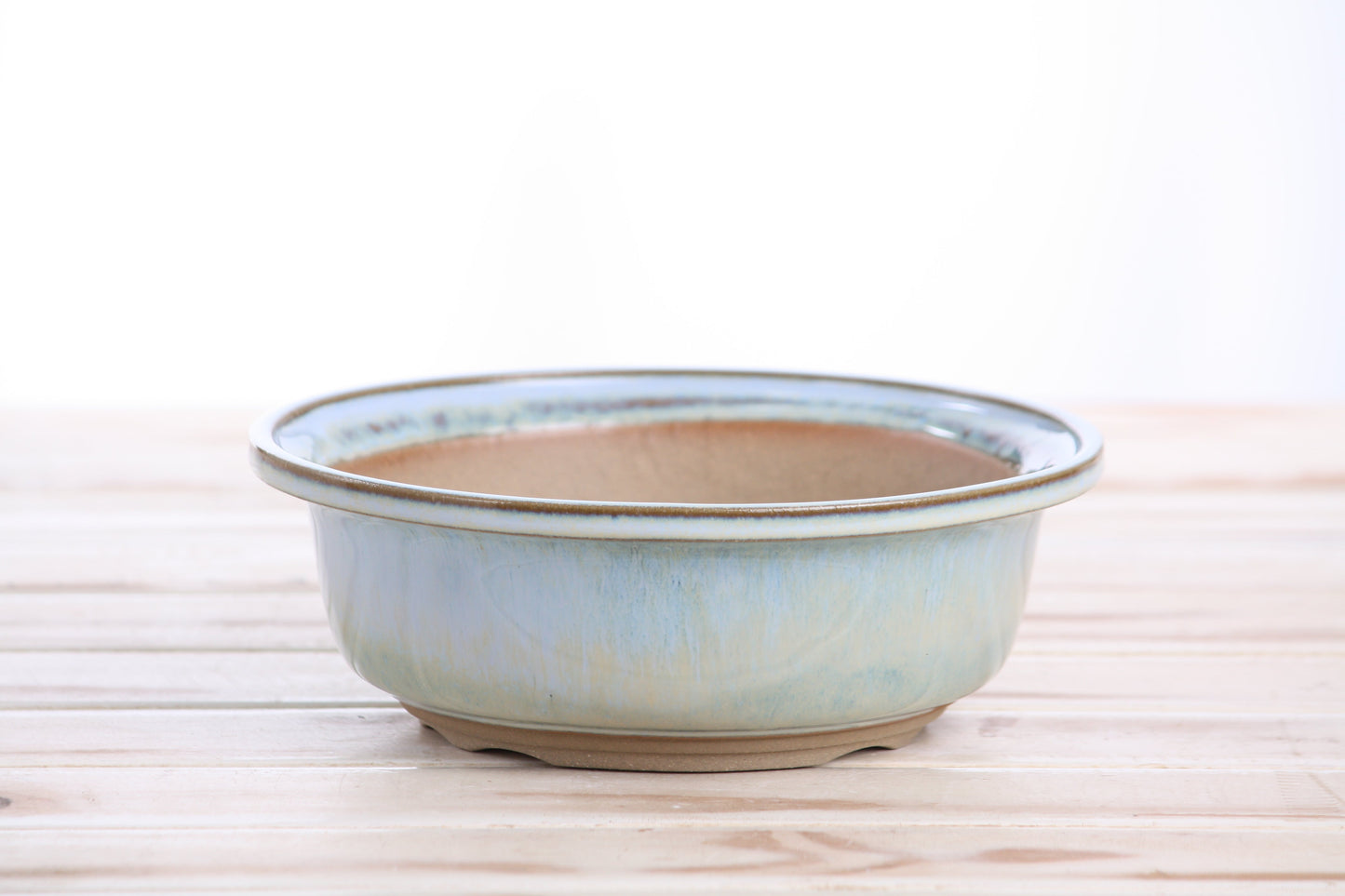 Willow Bonsai Ceramics Round Bonsai Pot 7 Inch – Round Ceramic Bonsai & Succulent Planter with Accentuated Rim and Sculpted Foot Ring, High‑Fired Frost‑Proof Stoneware, Handmade in USA (Glacier)