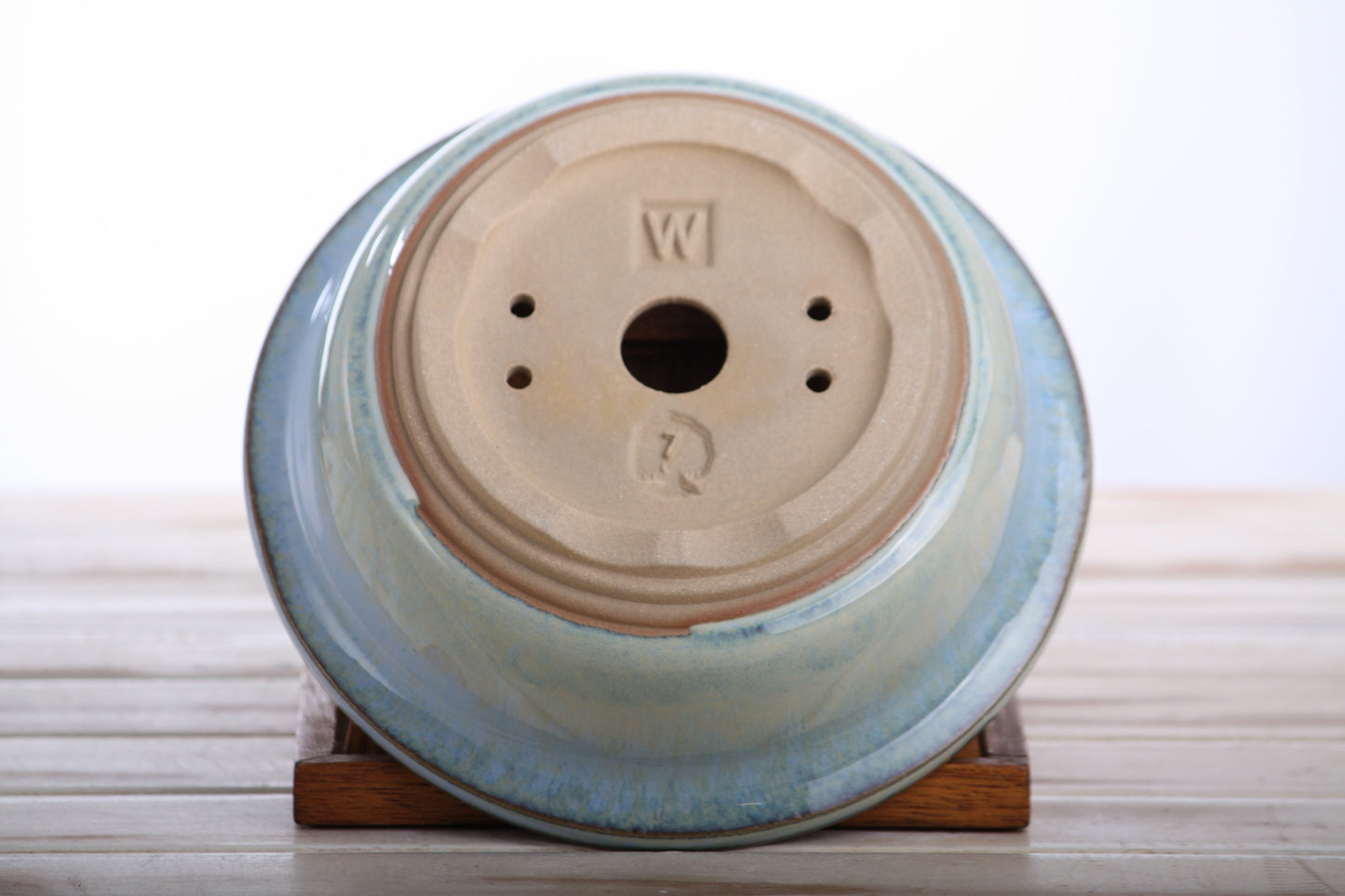 Willow Bonsai Ceramics Round Bonsai Pot 7 Inch – Round Ceramic Bonsai & Succulent Planter with Accentuated Rim and Sculpted Foot Ring, High‑Fired Frost‑Proof Stoneware, Handmade in USA (Glacier)