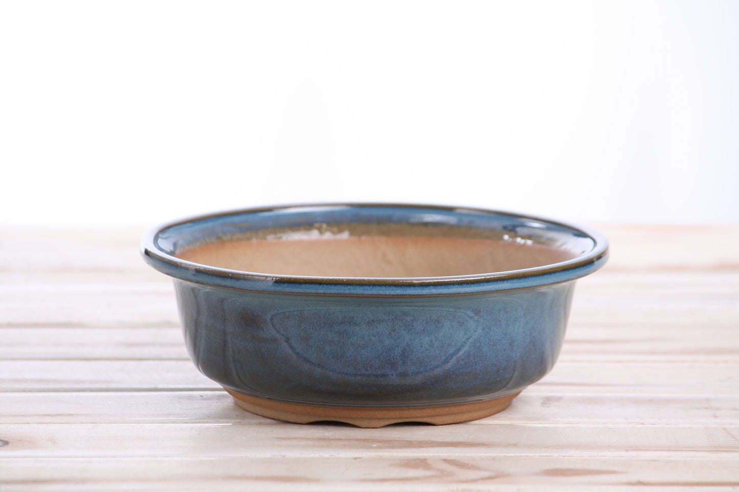 Willow Bonsai Ceramics Round Bonsai Pot 7 Inch – Round Ceramic Bonsai & Succulent Planter with Accentuated Rim and Sculpted Foot Ring, High‑Fired Frost‑Proof Stoneware, Handmade in USA (Peacock)