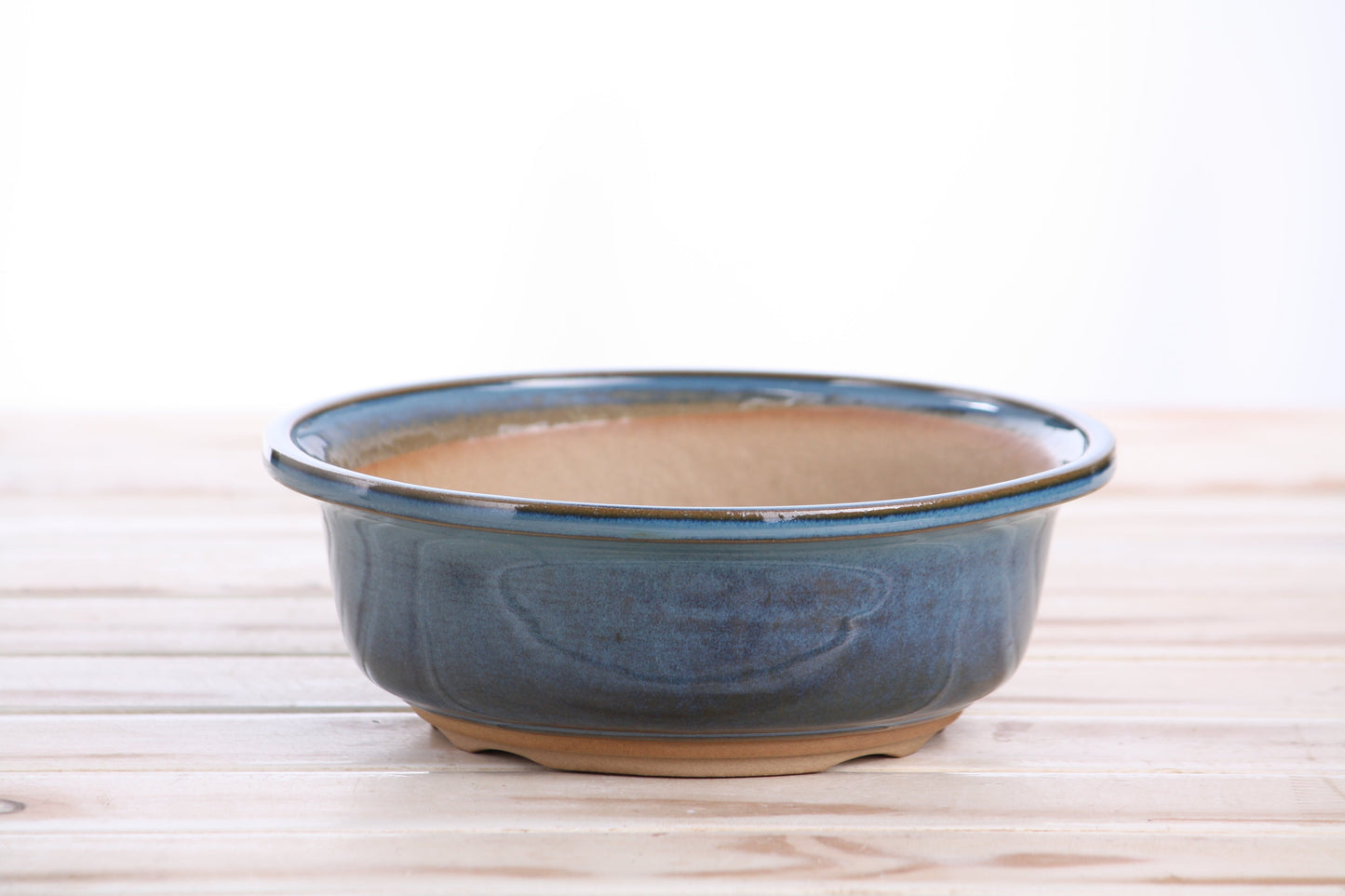 Willow Bonsai Ceramics Round Bonsai Pot 7 Inch – Round Ceramic Bonsai & Succulent Planter with Accentuated Rim and Sculpted Foot Ring, High‑Fired Frost‑Proof Stoneware, Handmade in USA (Peacock)