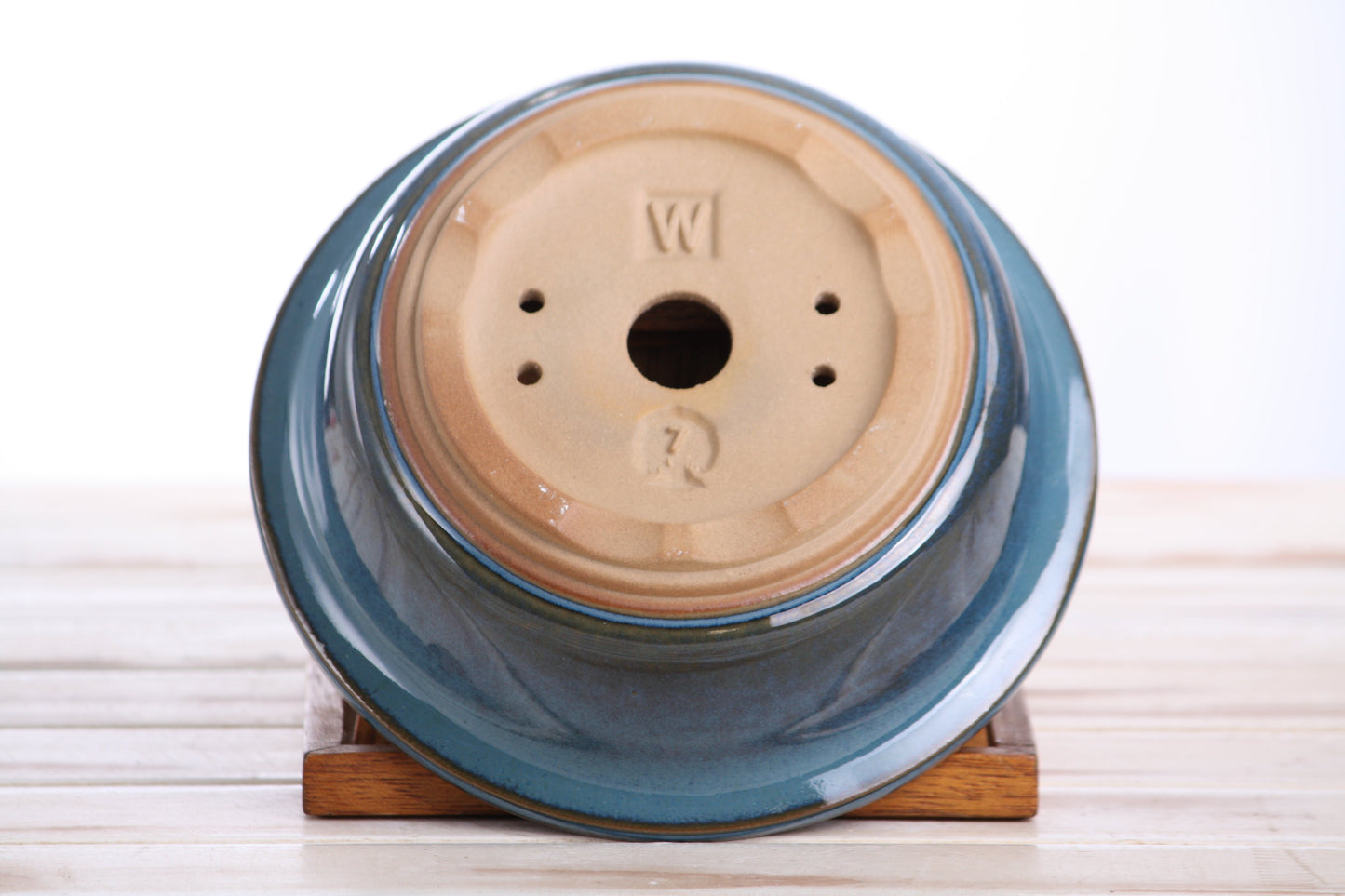 Willow Bonsai Ceramics Round Bonsai Pot 7 Inch – Round Ceramic Bonsai & Succulent Planter with Accentuated Rim and Sculpted Foot Ring, High‑Fired Frost‑Proof Stoneware, Handmade in USA (Peacock)