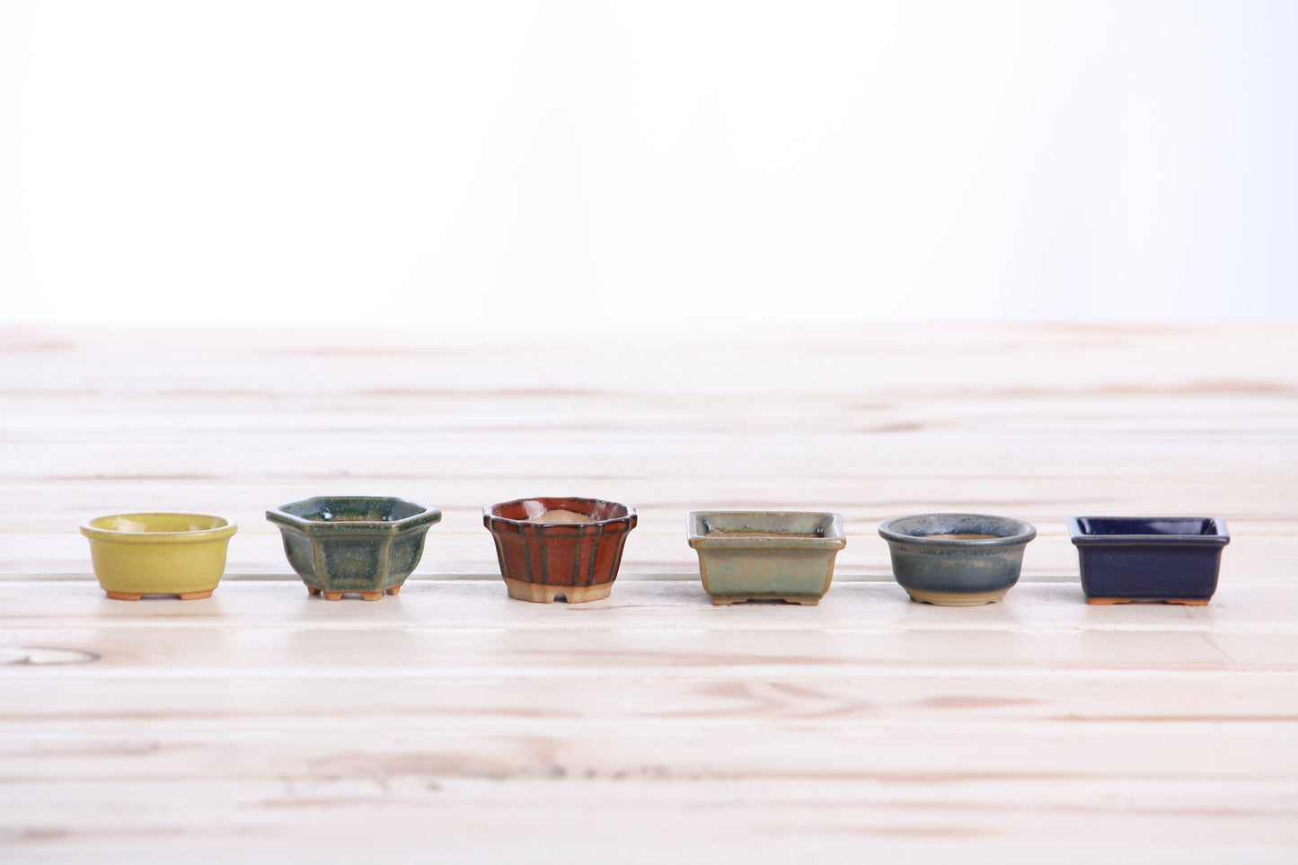 Willow Bonsai Ceramics 1.5 Inch Shito Bonsai Pot Set of 6 – Mini Handmade Ceramic Bonsai & Succulent Pots, High‑Fired Stoneware with Drainage, Made in USA (Set B)