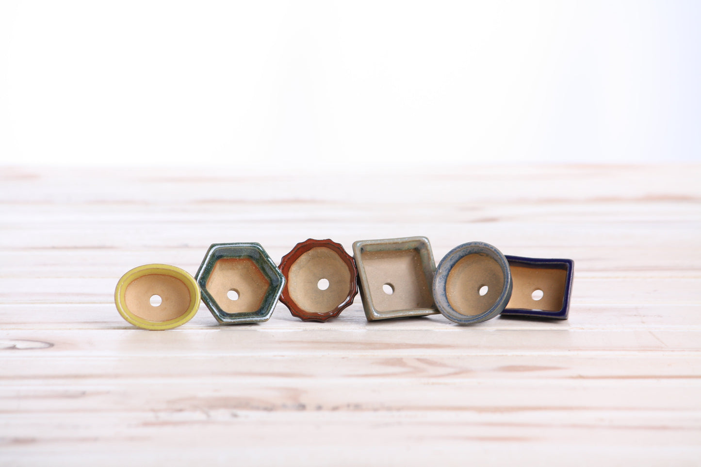 Willow Bonsai Ceramics 1.5 Inch Shito Bonsai Pot Set of 6 – Mini Handmade Ceramic Bonsai & Succulent Pots, High‑Fired Stoneware with Drainage, Made in USA (Set B)