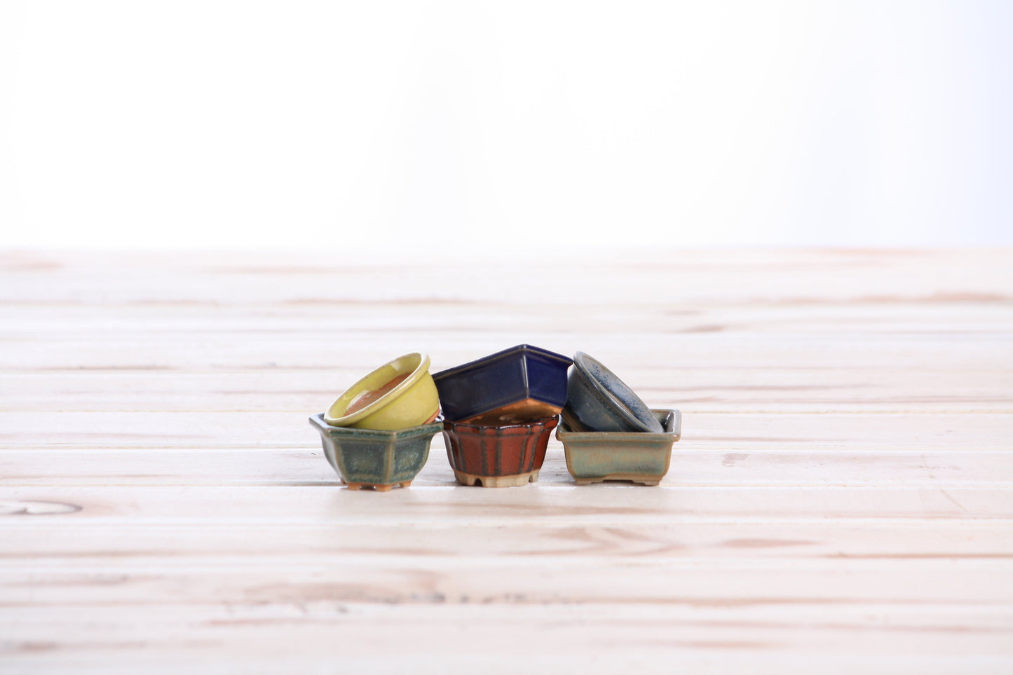 Willow Bonsai Ceramics 1.5 Inch Shito Bonsai Pot Set of 6 – Mini Handmade Ceramic Bonsai & Succulent Pots, High‑Fired Stoneware with Drainage, Made in USA (Set B)
