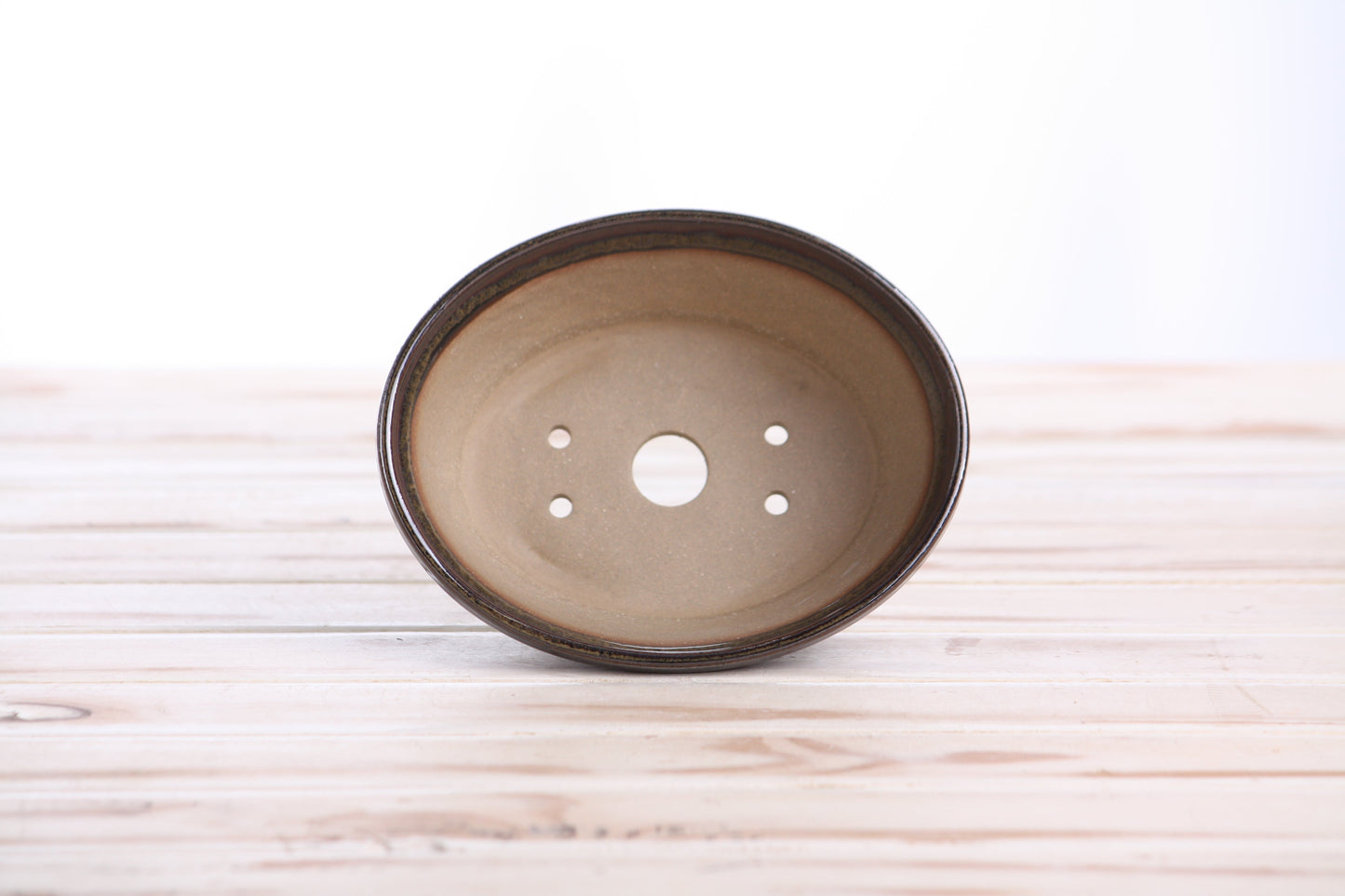 Willow Bonsai Ceramics Oval B Bonsai Pot 5.5 Inch – Tapered Oval Ceramic Bonsai & Succulent Planter with Accentuated Rim, High‑Fired Frost‑Proof Stoneware, Handmade in USA (Dark Honey)