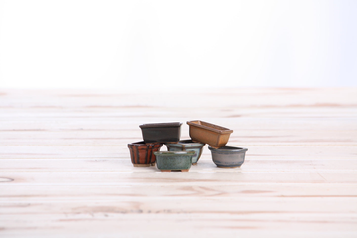 Willow Bonsai Ceramics 1.5 Inch Shito Magnet Set of 6 – Mini Handmade Ceramic Bonsai Pot Magnets, Reactive Glaze Finish, Unique Decorative Pots, Made in USA