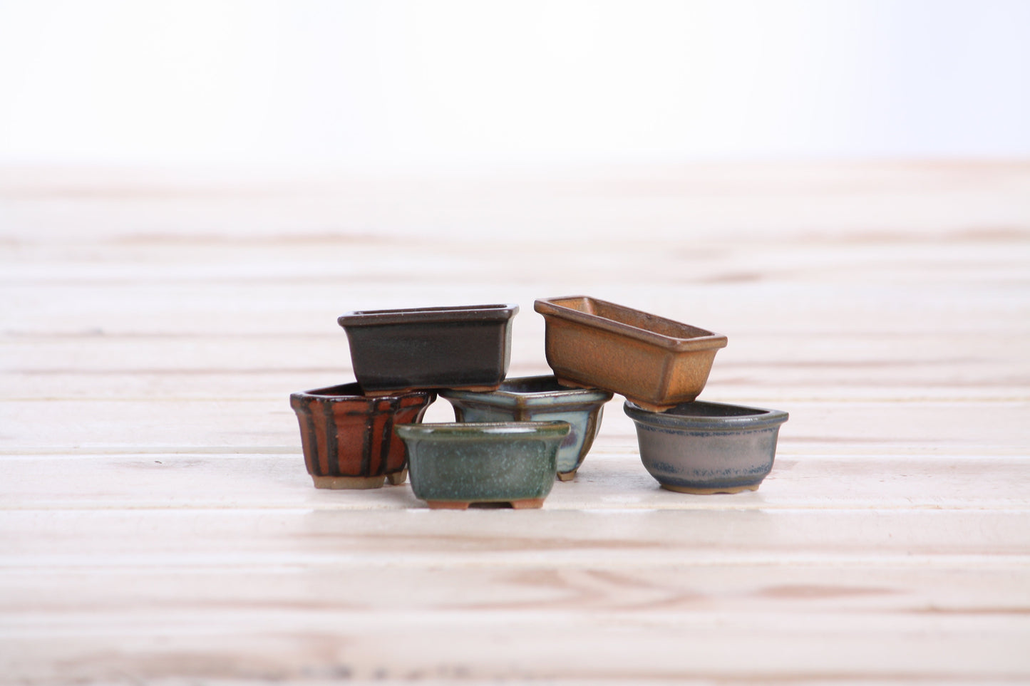 Willow Bonsai Ceramics 1.5 Inch Shito Magnet Set of 6 – Mini Handmade Ceramic Bonsai Pot Magnets, Reactive Glaze Finish, Unique Decorative Pots, Made in USA