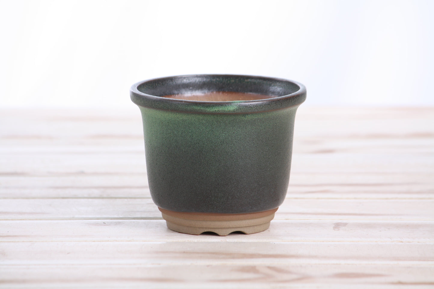 Willow Bonsai Ceramics Flute Bonsai Pot 4 Inch – Round Semi‑Cascade Ceramic Bonsai & Succulent Planter with Fluted Profile and Banded Base, High‑Fired Frost‑Proof Stoneware, Handmade in USA (Avocado)