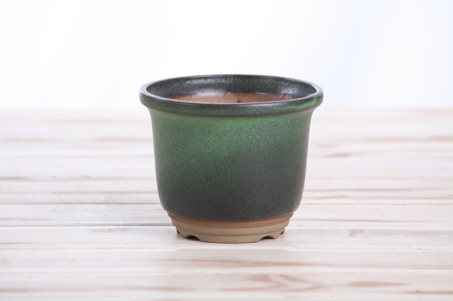 Willow Bonsai Ceramics Flute Bonsai Pot 4 Inch – Round Semi‑Cascade Ceramic Bonsai & Succulent Planter with Fluted Profile and Banded Base, High‑Fired Frost‑Proof Stoneware, Handmade in USA (Avocado)