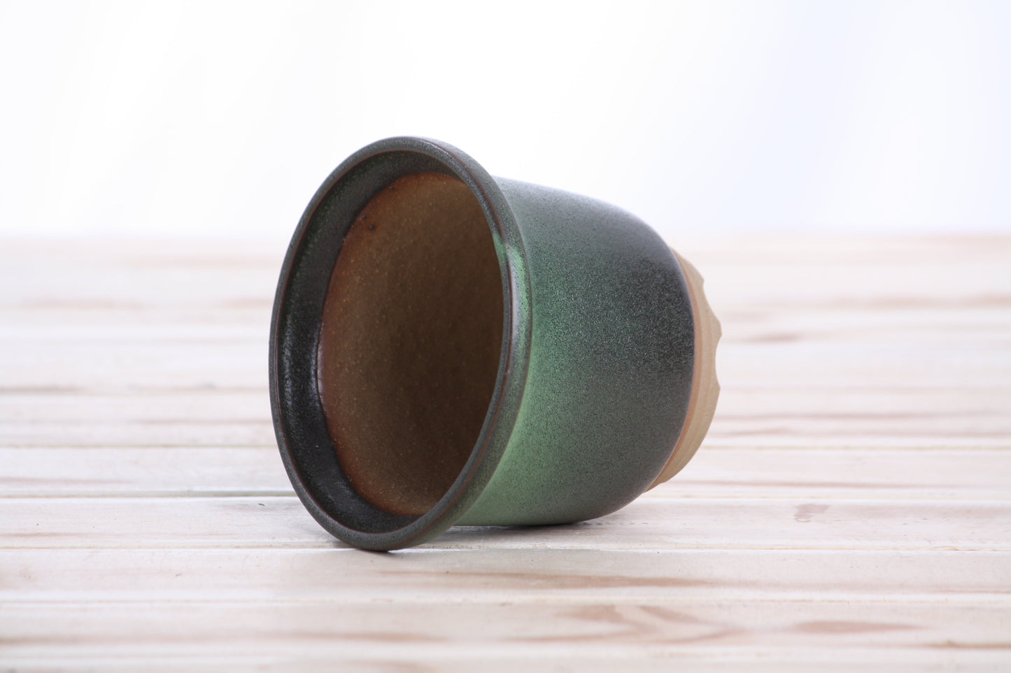 Willow Bonsai Ceramics Flute Bonsai Pot 4 Inch – Round Semi‑Cascade Ceramic Bonsai & Succulent Planter with Fluted Profile and Banded Base, High‑Fired Frost‑Proof Stoneware, Handmade in USA (Avocado)
