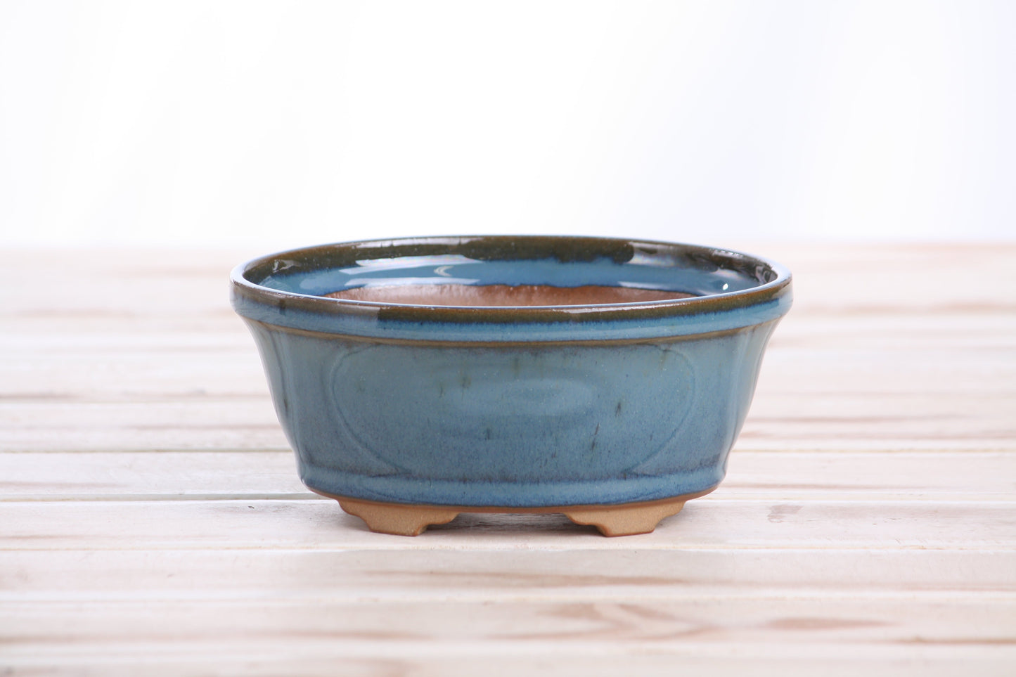 Willow Bonsai Ceramics Oval B Bonsai Pot 5.5 Inch – Tapered Oval Ceramic Bonsai & Succulent Planter with Accentuated Rim, High‑Fired Frost‑Proof Stoneware, Handmade in USA (Peacock)