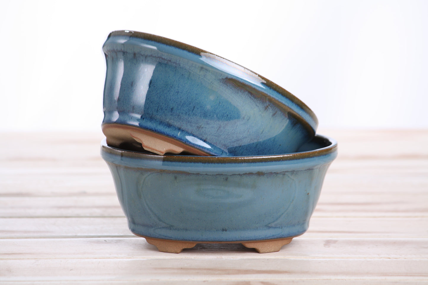 Willow Bonsai Ceramics Oval B Bonsai Pot 5.5 Inch – Tapered Oval Ceramic Bonsai & Succulent Planter with Accentuated Rim, High‑Fired Frost‑Proof Stoneware, Handmade in USA (Peacock)