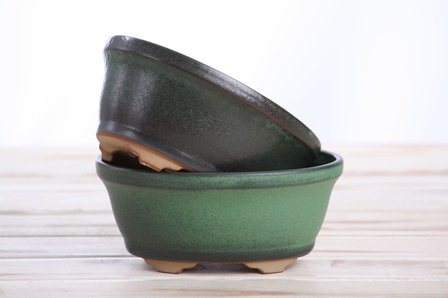 Willow Bonsai Ceramics Oval B Bonsai Pot 5.5 Inch – Tapered Oval Ceramic Bonsai & Succulent Planter with Accentuated Rim, High‑Fired Frost‑Proof Stoneware, Handmade in USA (Avocado)
