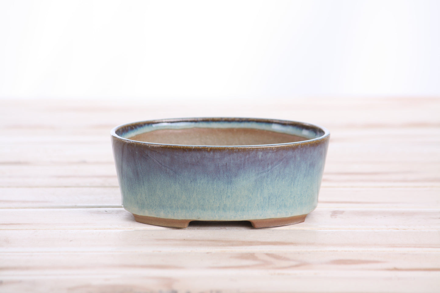 Willow Bonsai Ceramics Oval A Bonsai Pot 5 Inch – Straight‑Sided Oval Ceramic Bonsai & Succulent Planter, High‑Fired Frost‑Proof Stoneware with Drainage & Wiring Holes, Handmade in USA (Glacier)
