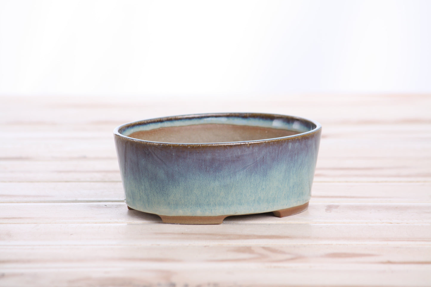Willow Bonsai Ceramics Oval A Bonsai Pot 5 Inch – Straight‑Sided Oval Ceramic Bonsai & Succulent Planter, High‑Fired Frost‑Proof Stoneware with Drainage & Wiring Holes, Handmade in USA (Glacier)