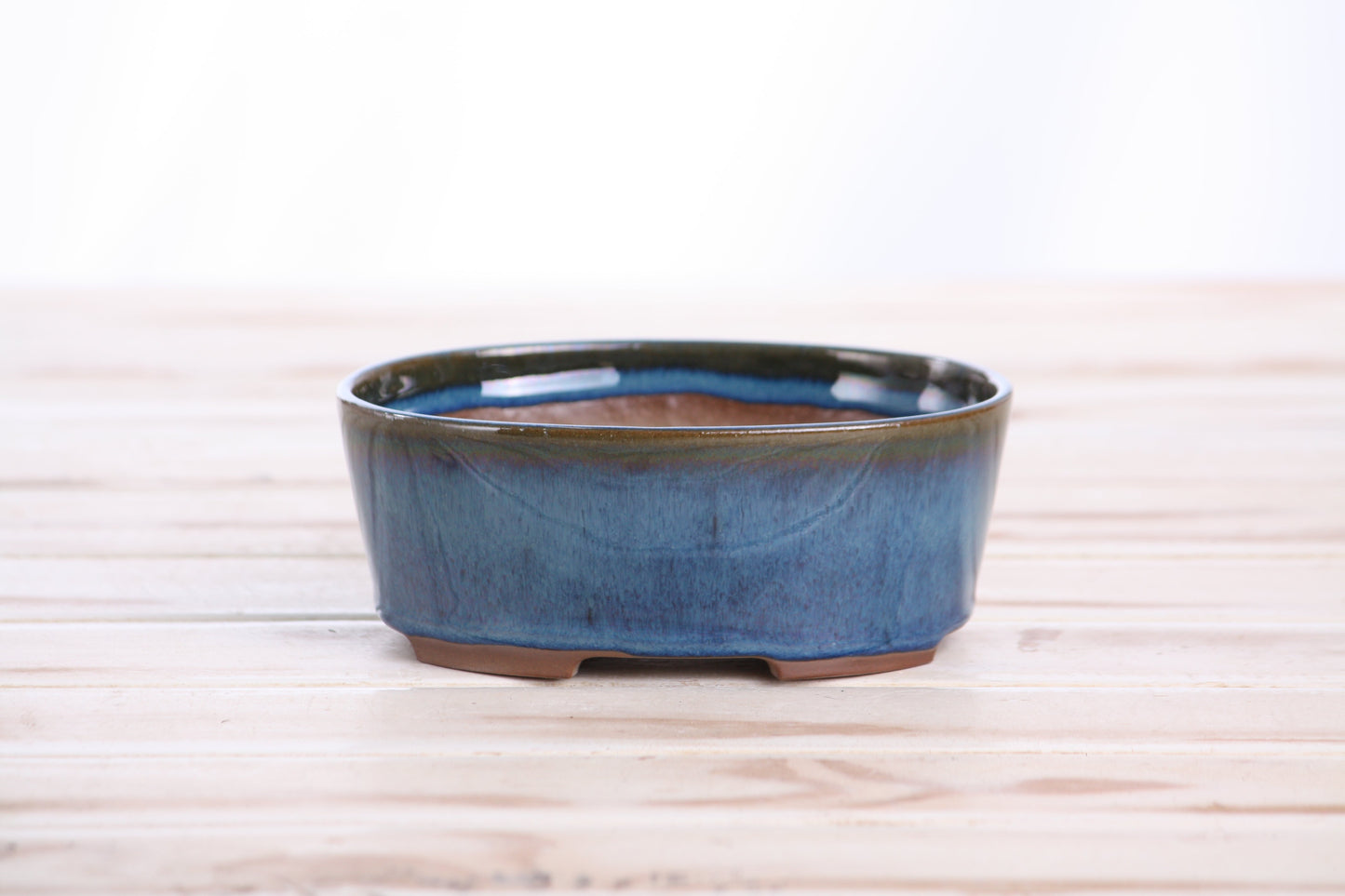 Willow Bonsai Ceramics Oval A Bonsai Pot 5 Inch – Straight‑Sided Oval Ceramic Bonsai & Succulent Planter, High‑Fired Frost‑Proof Stoneware with Drainage & Wiring Holes, Handmade in USA (Peacock)