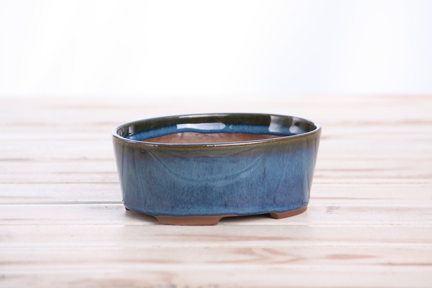 Willow Bonsai Ceramics Oval A Bonsai Pot 5 Inch – Straight‑Sided Oval Ceramic Bonsai & Succulent Planter, High‑Fired Frost‑Proof Stoneware with Drainage & Wiring Holes, Handmade in USA (Peacock)