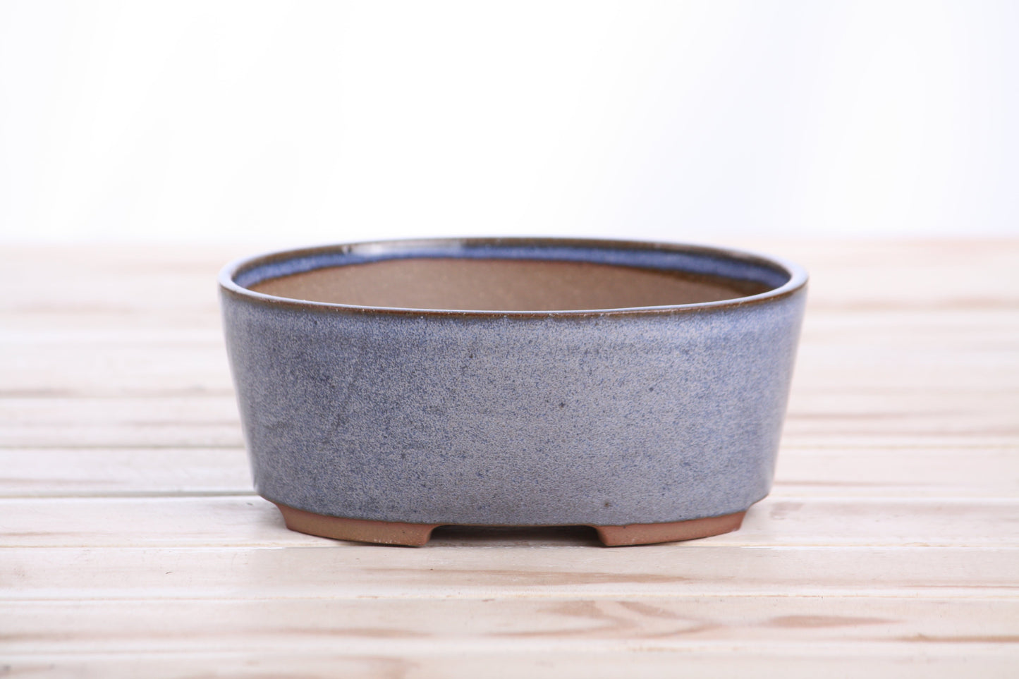Willow Bonsai Ceramics Oval A Bonsai Pot 6 Inch – Straight‑Sided Oval Ceramic Bonsai & Succulent Planter, High‑Fired Frost‑Proof Stoneware with Drainage & Wiring Holes, Handmade in USA (Denim)