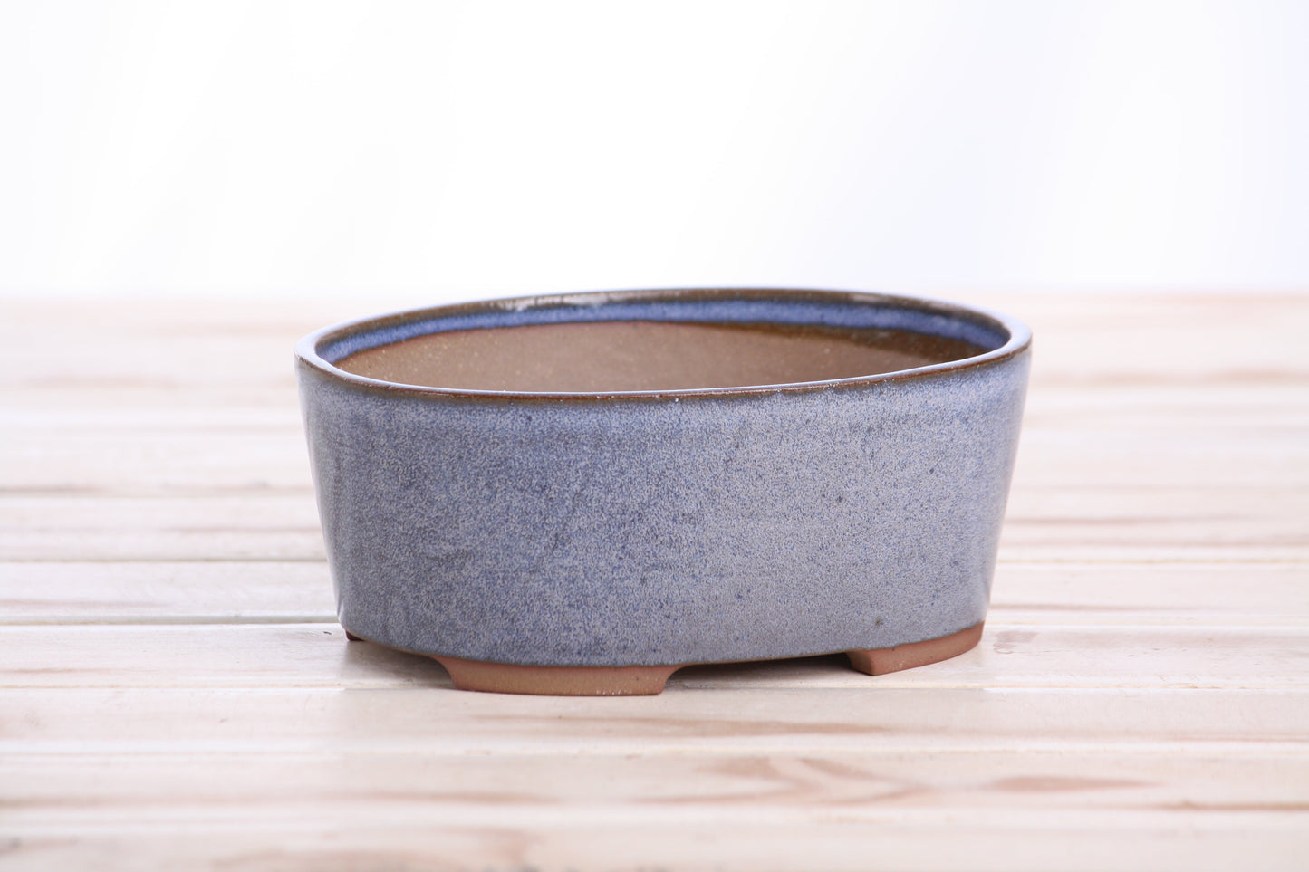 Willow Bonsai Ceramics Oval A Bonsai Pot 6 Inch – Straight‑Sided Oval Ceramic Bonsai & Succulent Planter, High‑Fired Frost‑Proof Stoneware with Drainage & Wiring Holes, Handmade in USA (Denim)