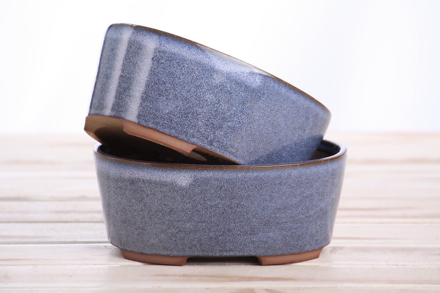Willow Bonsai Ceramics Oval A Bonsai Pot 6 Inch – Straight‑Sided Oval Ceramic Bonsai & Succulent Planter, High‑Fired Frost‑Proof Stoneware with Drainage & Wiring Holes, Handmade in USA (Denim)