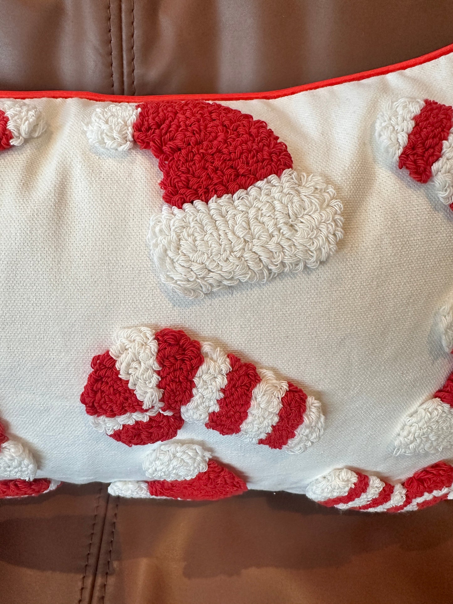 Candy Cane & Santa Hat Lumbar Pillow Cover