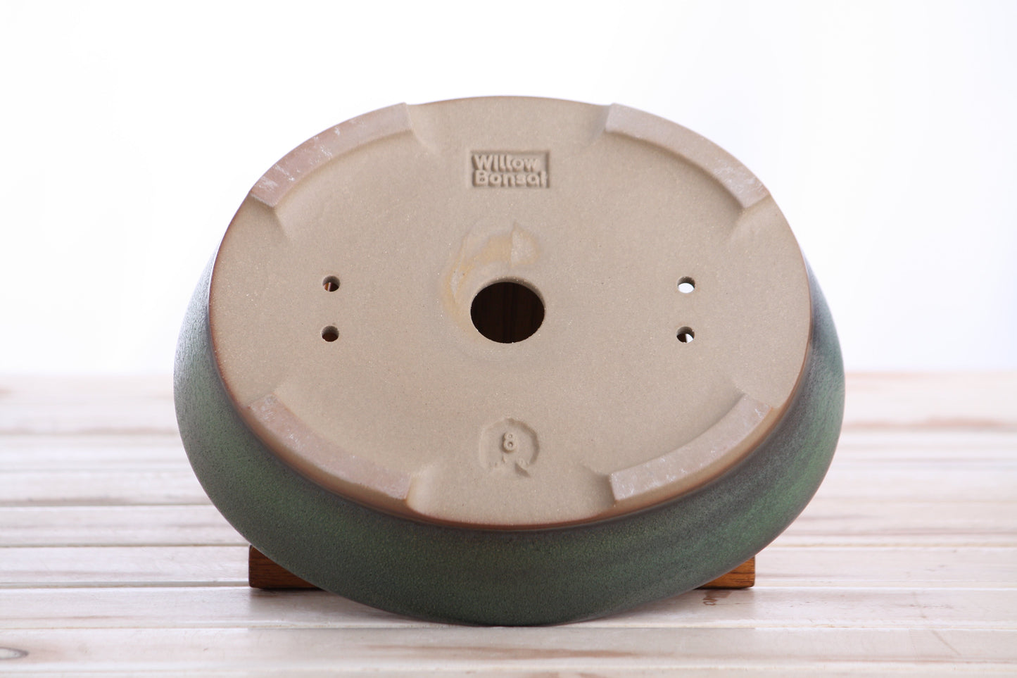 Willow Bonsai Ceramics Oval A Bonsai Pot 8 Inch – Straight‑Sided Oval Ceramic Bonsai & Succulent Planter, High‑Fired Frost‑Proof Stoneware with Drainage & Wiring Holes, Handmade in USA (Avocado)