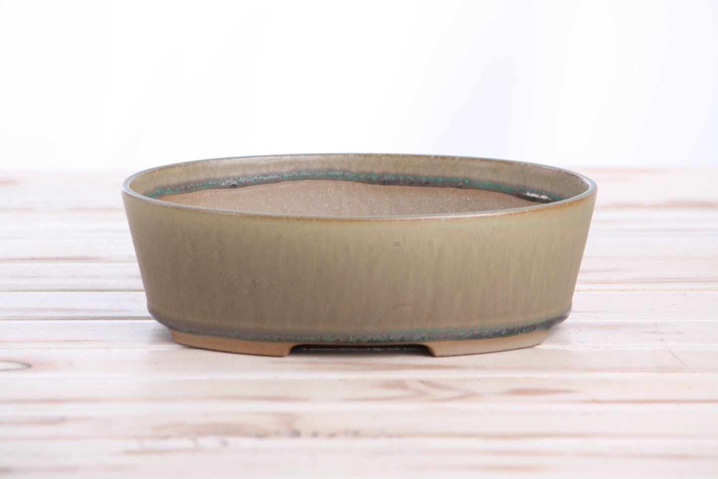 Willow Bonsai Ceramics Oval A Bonsai Pot 8 Inch – Straight‑Sided Oval Ceramic Bonsai & Succulent Planter, High‑Fired Frost‑Proof Stoneware with Drainage & Wiring Holes, Handmade in USA (Speckled Moss)