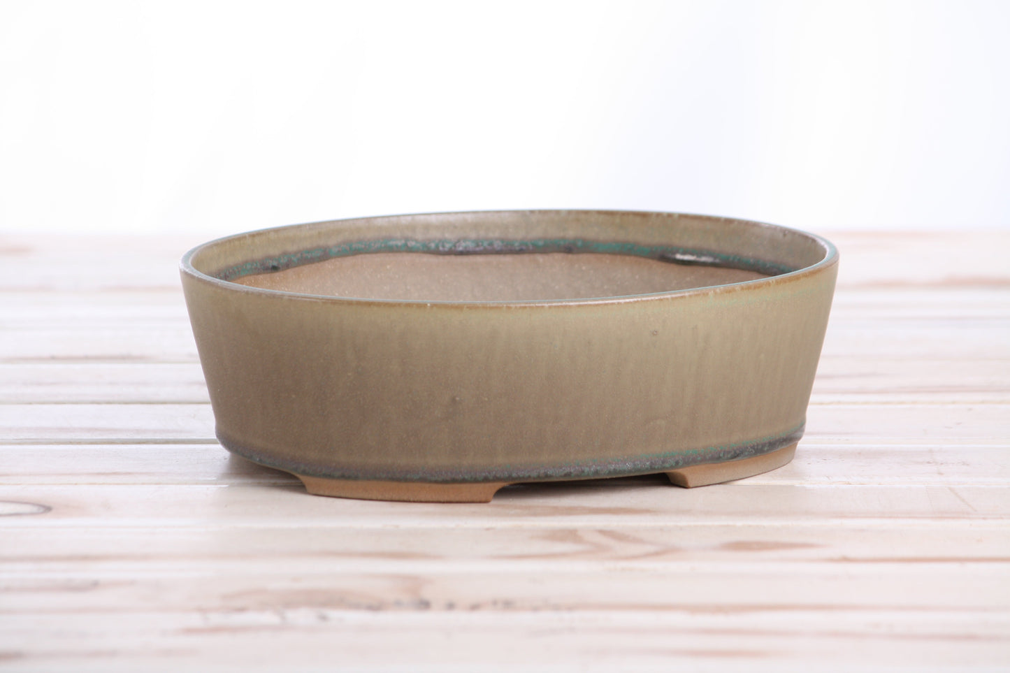 Willow Bonsai Ceramics Oval A Bonsai Pot 8 Inch – Straight‑Sided Oval Ceramic Bonsai & Succulent Planter, High‑Fired Frost‑Proof Stoneware with Drainage & Wiring Holes, Handmade in USA (Speckled Moss)