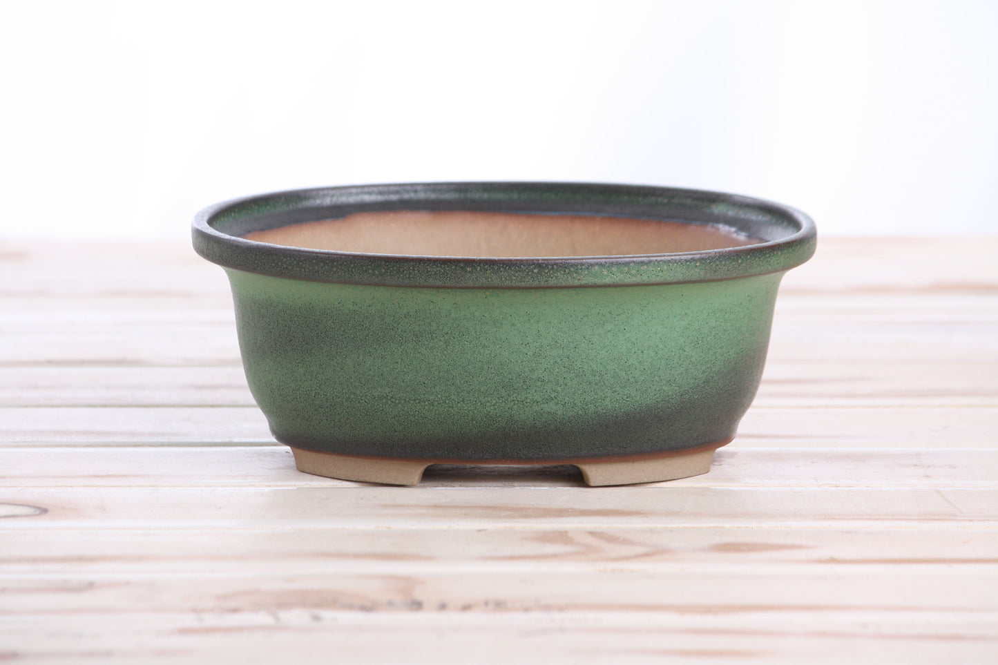Willow Bonsai Ceramics Fat Bonsai Pot 7.5 Inch – Bold Oval Ceramic Bonsai & Succulent Planter with Accentuated Rim, High‑Fired Frost‑Proof Stoneware, Handmade in USA (Avocado)