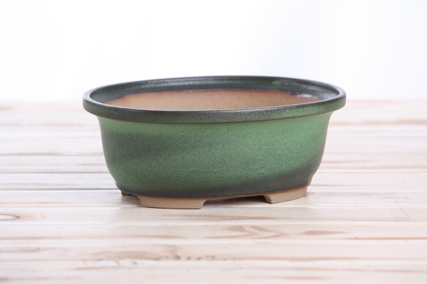 Willow Bonsai Ceramics Fat Bonsai Pot 7.5 Inch – Bold Oval Ceramic Bonsai & Succulent Planter with Accentuated Rim, High‑Fired Frost‑Proof Stoneware, Handmade in USA (Avocado)
