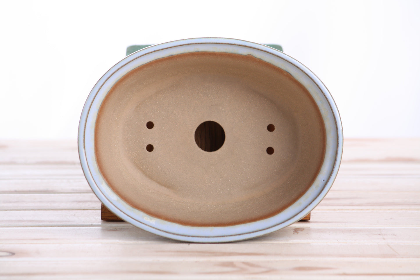 Willow Bonsai Ceramics Fat Bonsai Pot 7.5 Inch – Bold Oval Ceramic Bonsai & Succulent Planter with Accentuated Rim, High‑Fired Frost‑Proof Stoneware, Handmade in USA (Glacier)