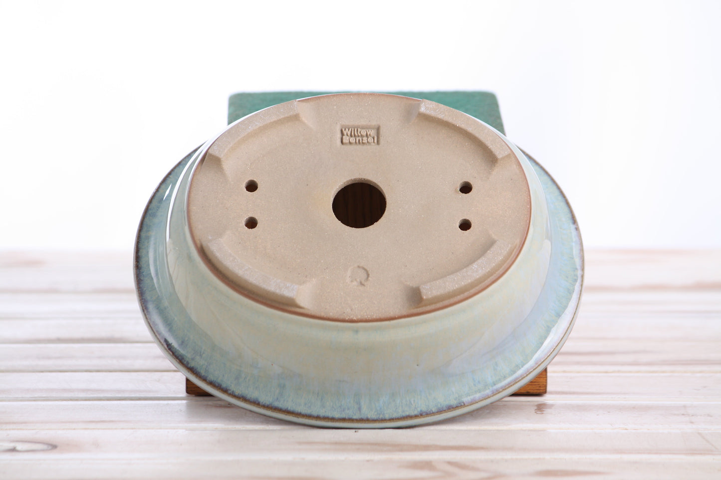 Willow Bonsai Ceramics Fat Bonsai Pot 7.5 Inch – Bold Oval Ceramic Bonsai & Succulent Planter with Accentuated Rim, High‑Fired Frost‑Proof Stoneware, Handmade in USA (Glacier)