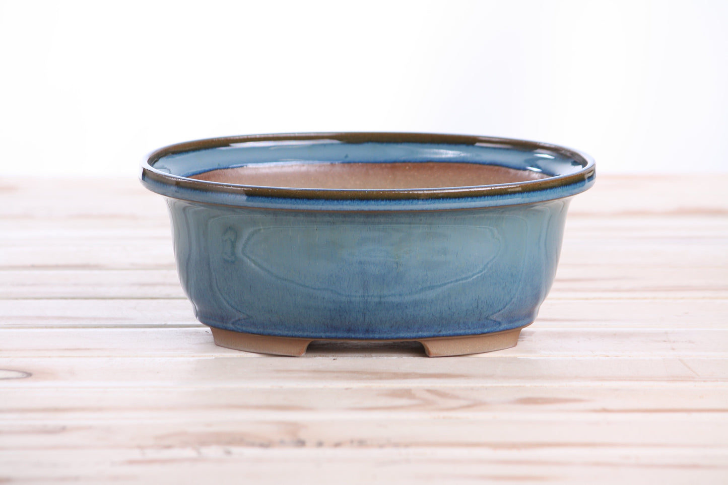 Willow Bonsai Ceramics Fat Bonsai Pot 7.5 Inch – Bold Oval Ceramic Bonsai & Succulent Planter with Accentuated Rim, High‑Fired Frost‑Proof Stoneware, Handmade in USA (Peacock 2025)