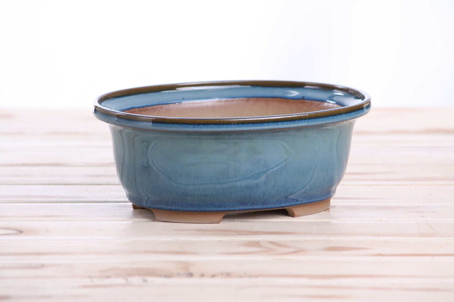 Willow Bonsai Ceramics Fat Bonsai Pot 7.5 Inch – Bold Oval Ceramic Bonsai & Succulent Planter with Accentuated Rim, High‑Fired Frost‑Proof Stoneware, Handmade in USA (Peacock 2025)