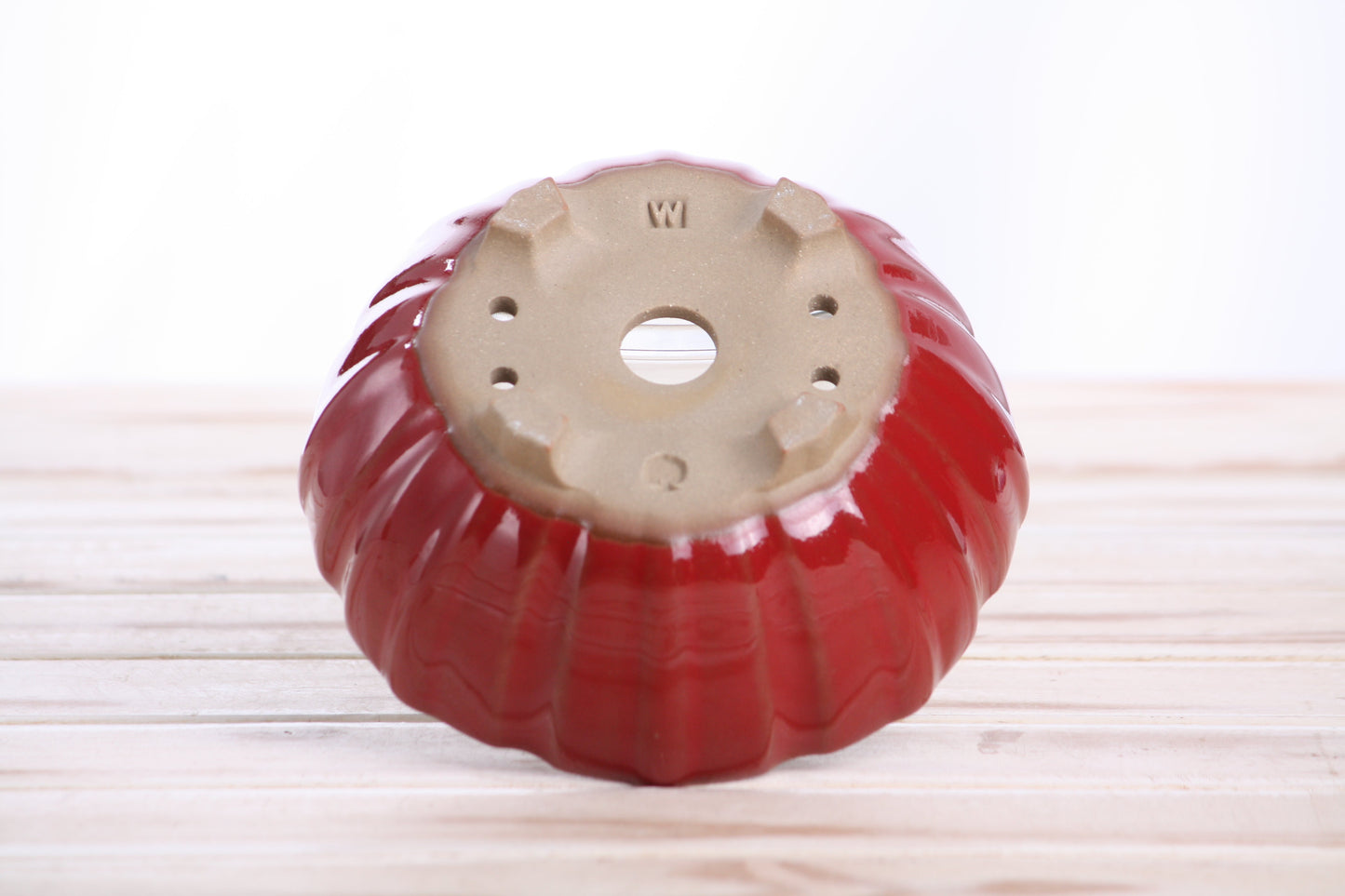 Willow Bonsai Ceramics Lily Bonsai Pot 5.5 Inch – Sculpted Rounded Ceramic Bonsai & Succulent Planter with Wavy Profile, High‑Fired Frost‑Proof Stoneware, Handmade in USA (Red)