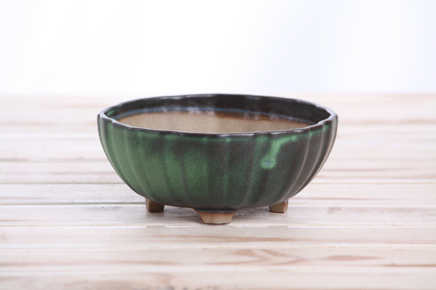 Willow Bonsai Ceramics Lily Bonsai Pot 5.5 Inch – Sculpted Rounded Ceramic Bonsai & Succulent Planter with Wavy Profile, High‑Fired Frost‑Proof Stoneware, Handmade in USA (Avocado)