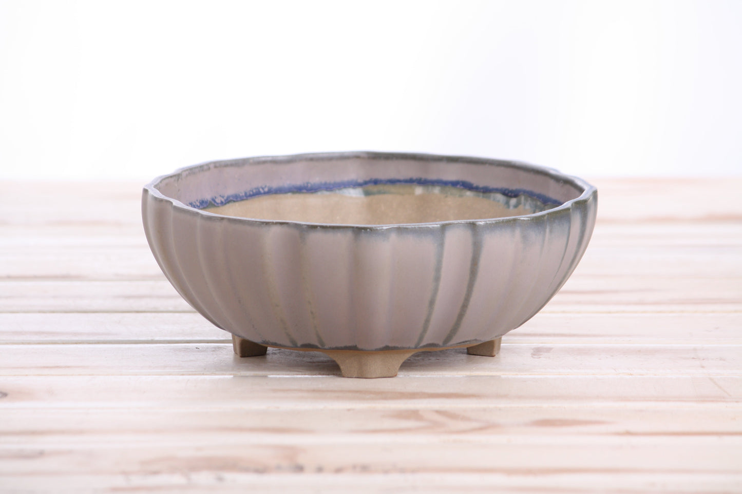 Willow Bonsai Ceramics Lily Bonsai Pot 7 Inch – Sculpted Rounded Ceramic Bonsai & Succulent Planter with Wavy Profile, High‑Fired Frost‑Proof Stoneware, Handmade in USA (Ocean)