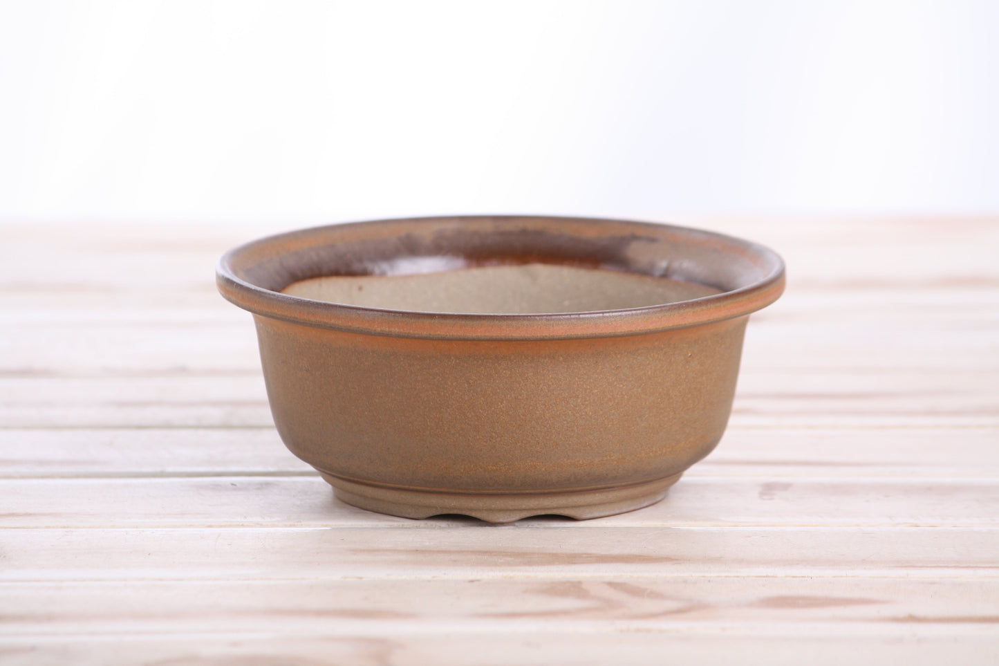 Willow Bonsai Ceramics Round Bonsai Pot 5.5 Inch – Round Ceramic Bonsai & Succulent Planter with Accentuated Rim and Sculpted Foot Ring, High‑Fired Frost‑Proof Stoneware, Handmade in USA (Deep Stone)