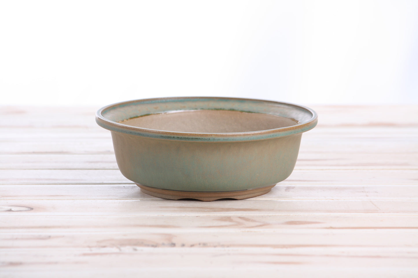 Willow Bonsai Ceramics Round Bonsai Pot 7 Inch – Round Ceramic Bonsai & Succulent Planter with Accentuated Rim and Sculpted Foot Ring, High‑Fired Frost‑Proof Stoneware, Handmade in USA (Speckled Moss)