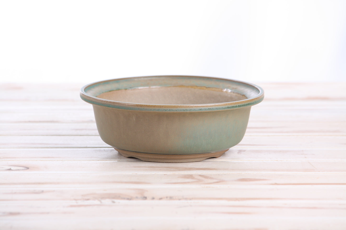 Willow Bonsai Ceramics Round Bonsai Pot 7 Inch – Round Ceramic Bonsai & Succulent Planter with Accentuated Rim and Sculpted Foot Ring, High‑Fired Frost‑Proof Stoneware, Handmade in USA (Speckled Moss)