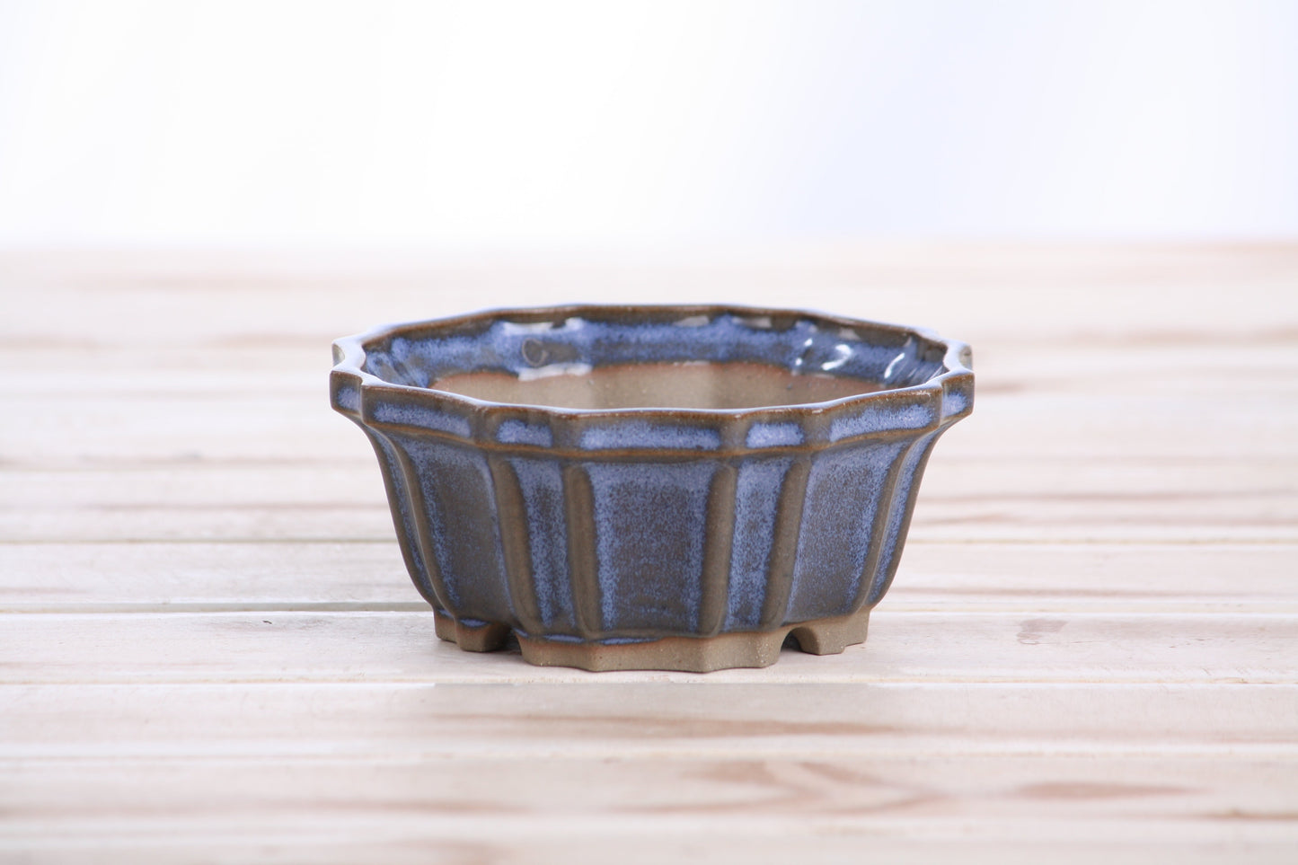 Willow Bonsai Ceramics Flower Design Bonsai Pot 4.5 Inch – Elegant Ceramic Bonsai & Succulent Planter, High‑Fired Frost‑Proof Stoneware with Drainage & Wiring Holes, Handmade in USA (Denim)