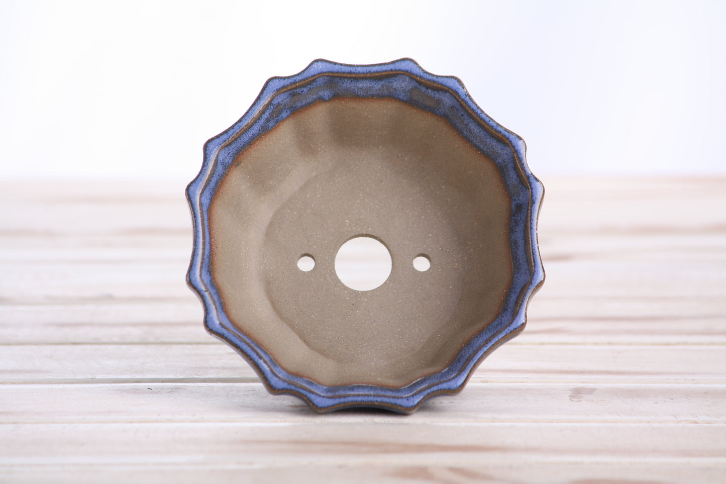 Willow Bonsai Ceramics Flower Design Bonsai Pot 4.5 Inch – Elegant Ceramic Bonsai & Succulent Planter, High‑Fired Frost‑Proof Stoneware with Drainage & Wiring Holes, Handmade in USA (Denim)