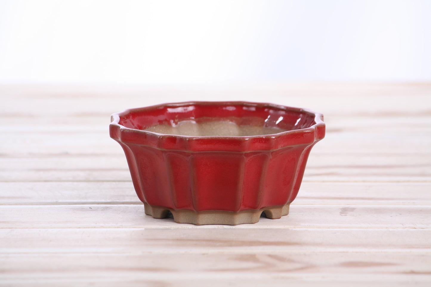 Willow Bonsai Ceramics Flower Design Bonsai Pot 4.5 Inch – Elegant Ceramic Bonsai & Succulent Planter, High‑Fired Frost‑Proof Stoneware with Drainage & Wiring Holes, Handmade in USA (Red)