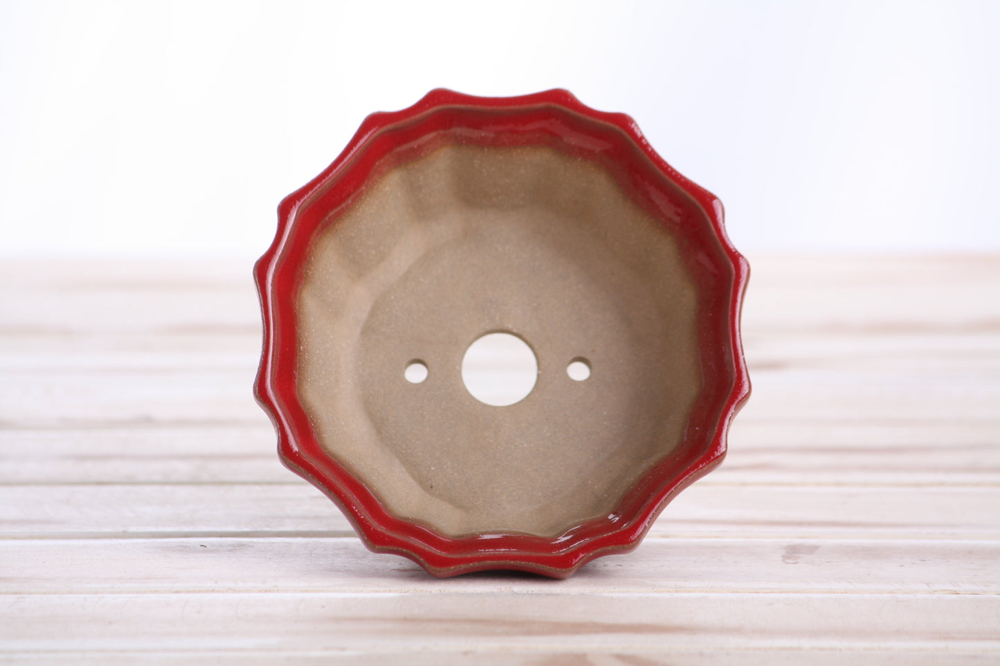 Willow Bonsai Ceramics Flower Design Bonsai Pot 4.5 Inch – Elegant Ceramic Bonsai & Succulent Planter, High‑Fired Frost‑Proof Stoneware with Drainage & Wiring Holes, Handmade in USA (Red)