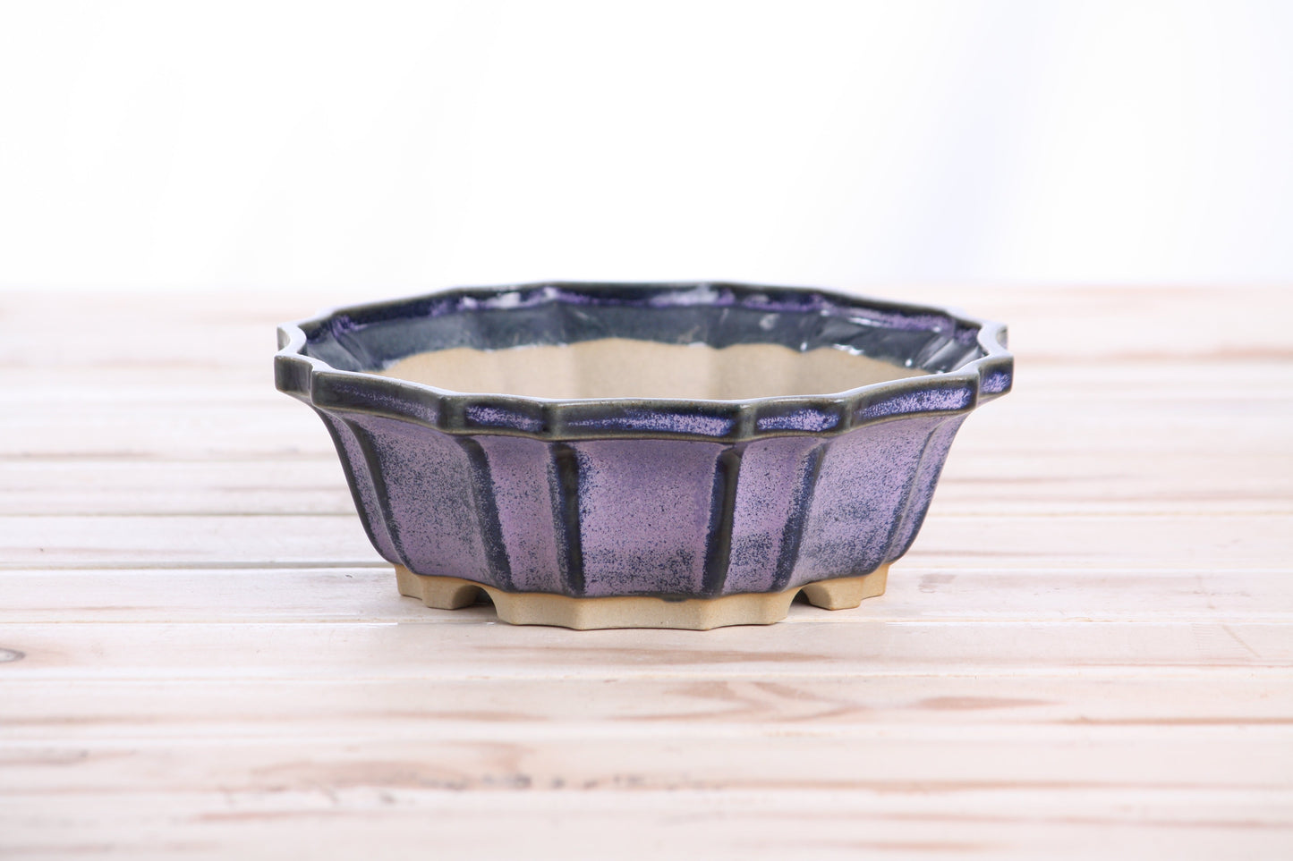 Willow Bonsai Ceramics Flower Design Bonsai Pot 6.5 Inch – Elegant Ceramic Bonsai & Succulent Planter, High‑Fired Frost‑Proof Stoneware with Drainage & Wiring Holes, Handmade in USA (Purple)