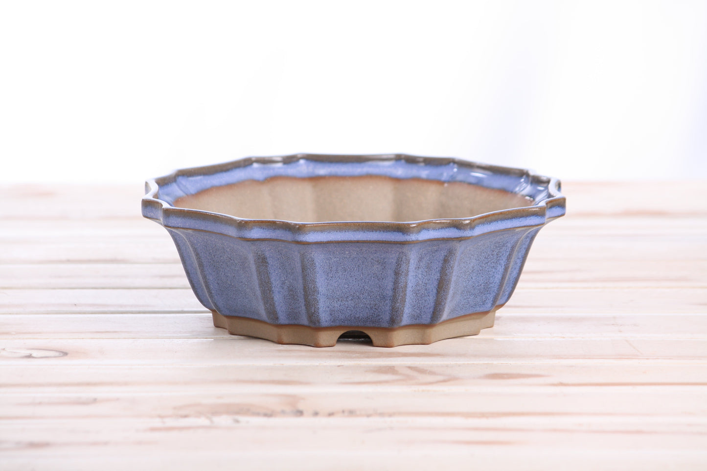 Willow Bonsai Ceramics Flower Design Bonsai Pot 8 Inch – Elegant Ceramic Bonsai & Succulent Planter, High‑Fired Frost‑Proof Stoneware with Drainage & Wiring Holes, Handmade in USA (Denim)