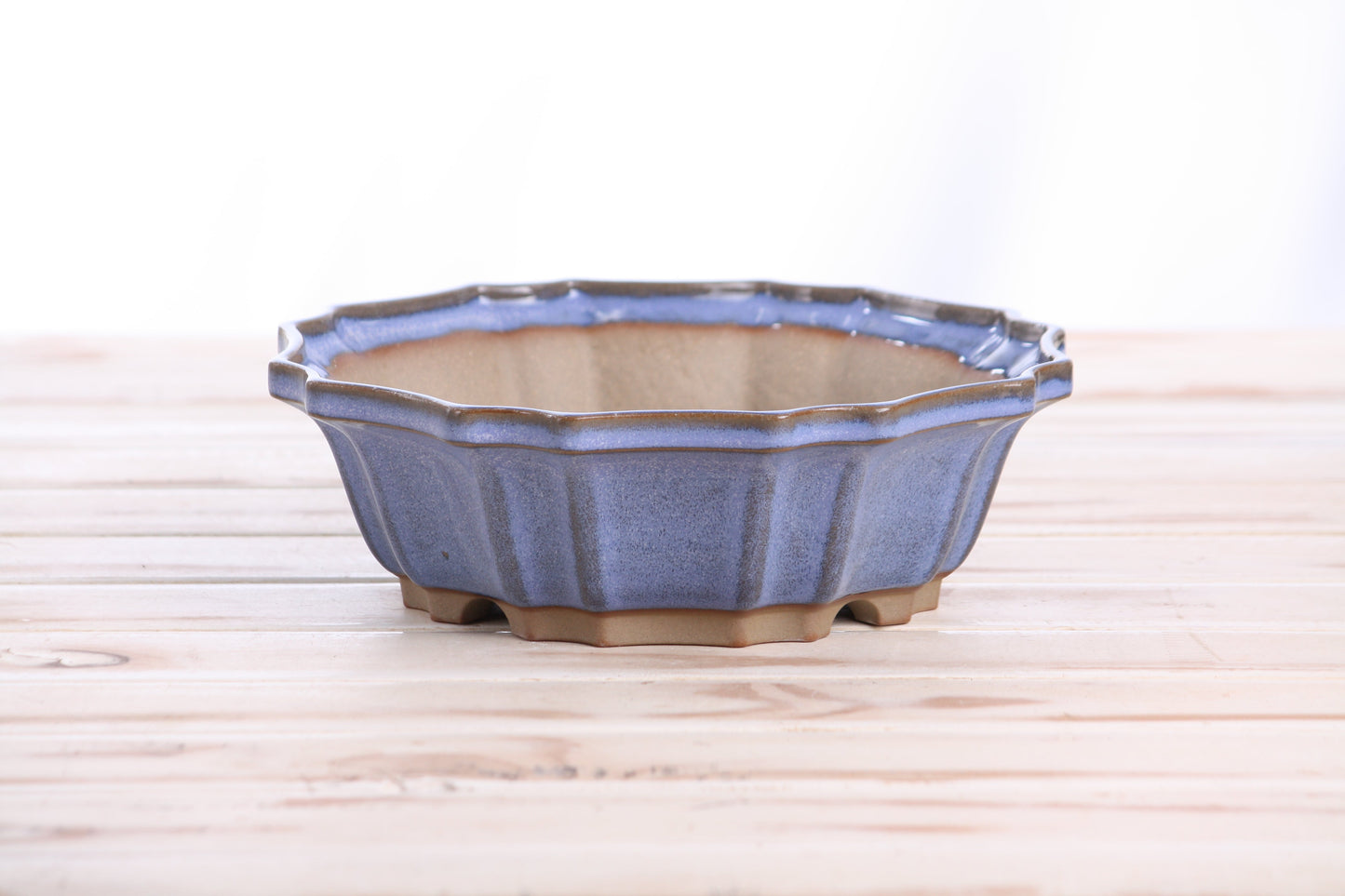 Willow Bonsai Ceramics Flower Design Bonsai Pot 8 Inch – Elegant Ceramic Bonsai & Succulent Planter, High‑Fired Frost‑Proof Stoneware with Drainage & Wiring Holes, Handmade in USA (Denim)