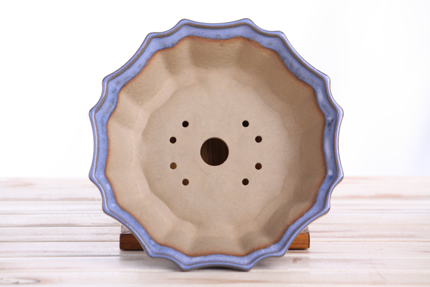 Willow Bonsai Ceramics Flower Design Bonsai Pot 8 Inch – Elegant Ceramic Bonsai & Succulent Planter, High‑Fired Frost‑Proof Stoneware with Drainage & Wiring Holes, Handmade in USA (Denim)