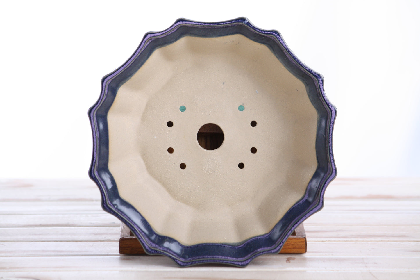 Willow Bonsai Ceramics Flower Design Bonsai Pot 8 Inch – Elegant Ceramic Bonsai & Succulent Planter, High‑Fired Frost‑Proof Stoneware with Drainage & Wiring Holes, Handmade in USA (Purple)