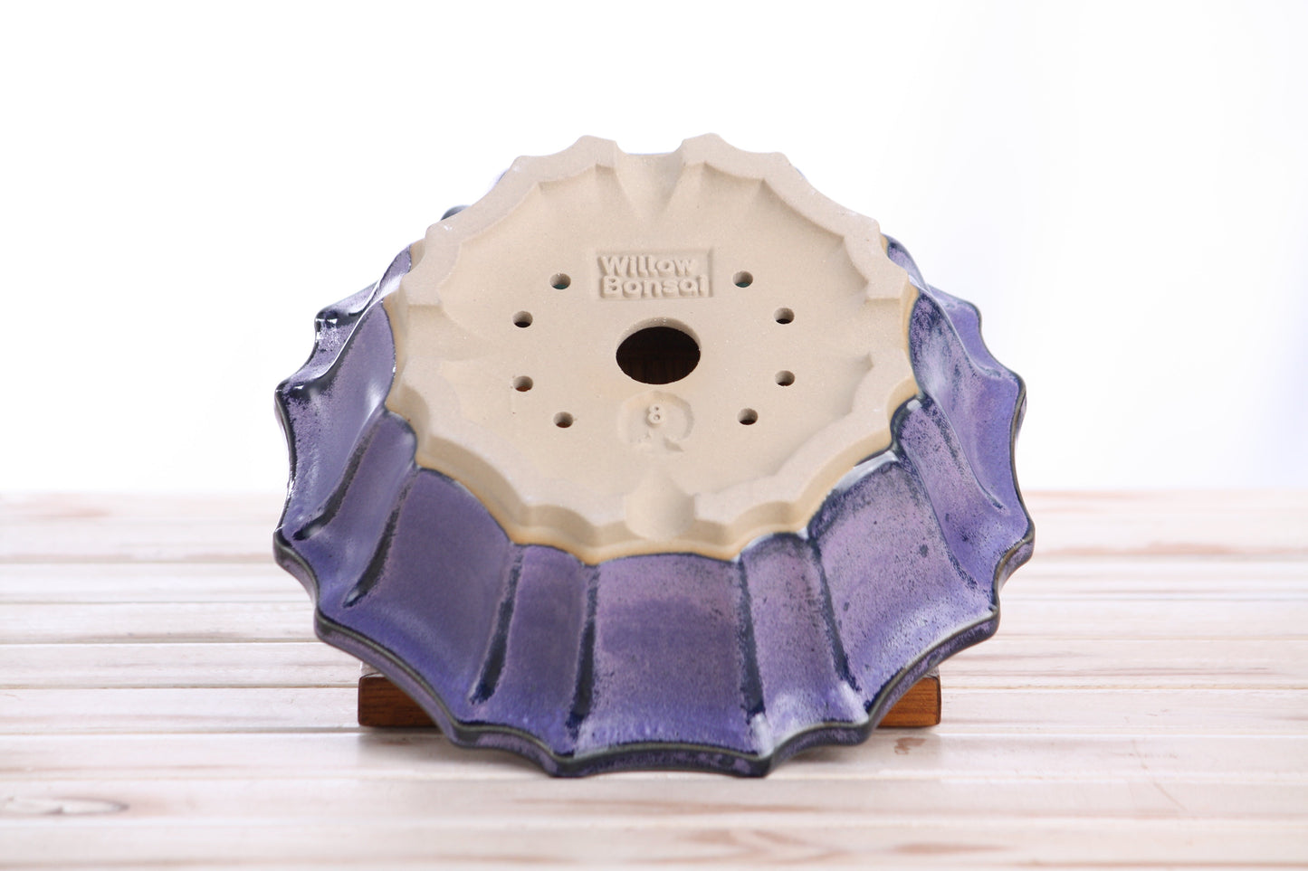 Willow Bonsai Ceramics Flower Design Bonsai Pot 8 Inch – Elegant Ceramic Bonsai & Succulent Planter, High‑Fired Frost‑Proof Stoneware with Drainage & Wiring Holes, Handmade in USA (Purple)